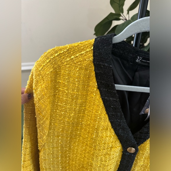 Ny&Company Yellow Black Plus size Women’s Tweed Jacket Blazer Fall Jacket XXL - Picture 4 of 16